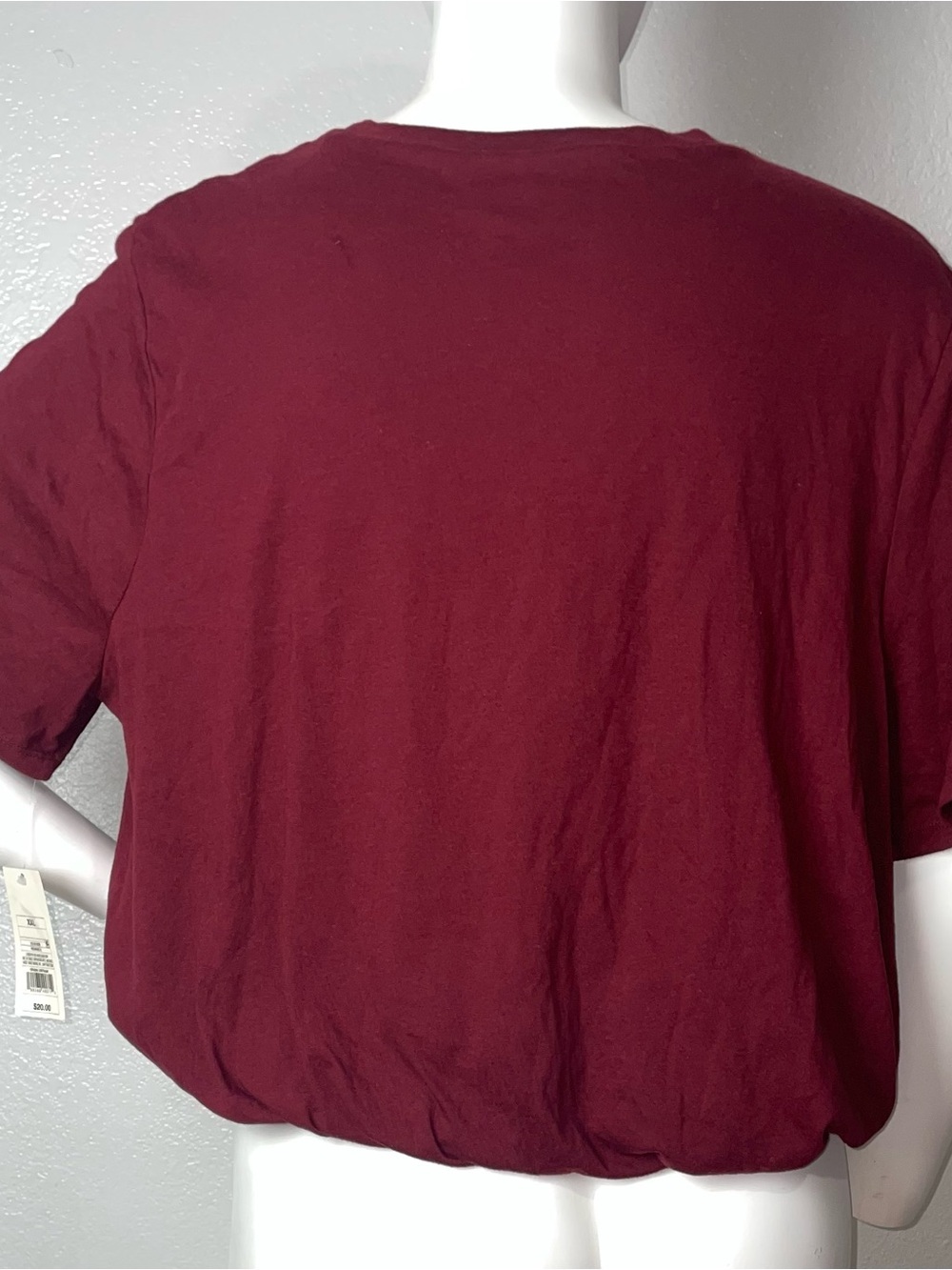 Women's Short Sleeve Blouson Tee in Burgundy xxl - Picture 2 of 3